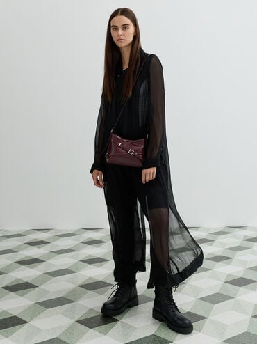 Bryna Buckled-Strap Crossbody Bag, Wineberry Red, hi-res