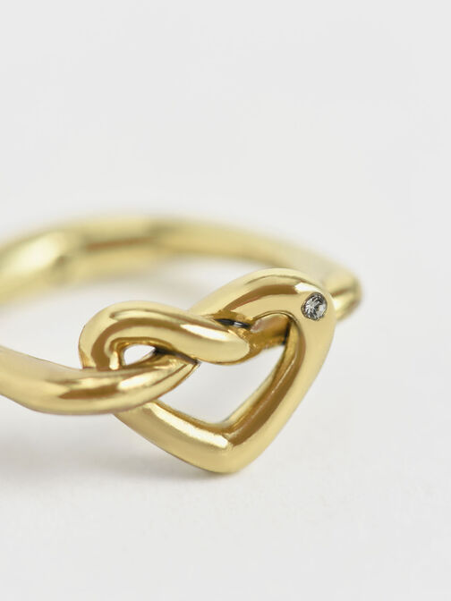施華洛世奇® 水晶心型戒指, 金色, hi-res