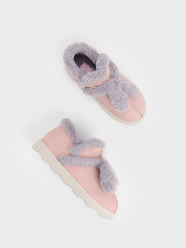 Girls' Fur-Trim Boots, Blush, hi-res