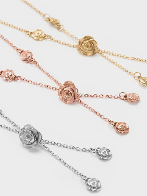 Rosalind Flower-Motif Bracelet, Brushed Silver, hi-res