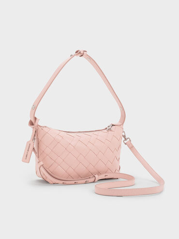 Bolso de hombro entrelazado Ivette, Rosa pálido, hi-res