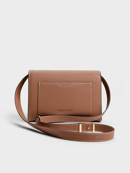 Chance Recycled Leather Turn-Lock Crossbody Bag, Chocolate, hi-res