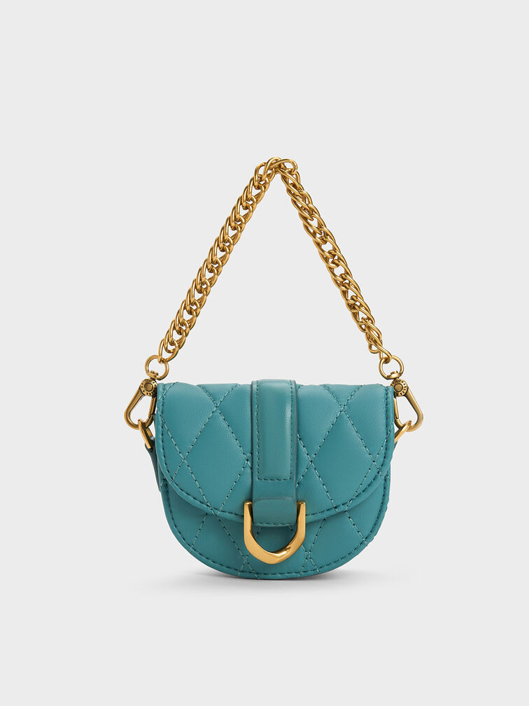 Micro Gabine Quilted Saddle Bag, Teal, hi-res