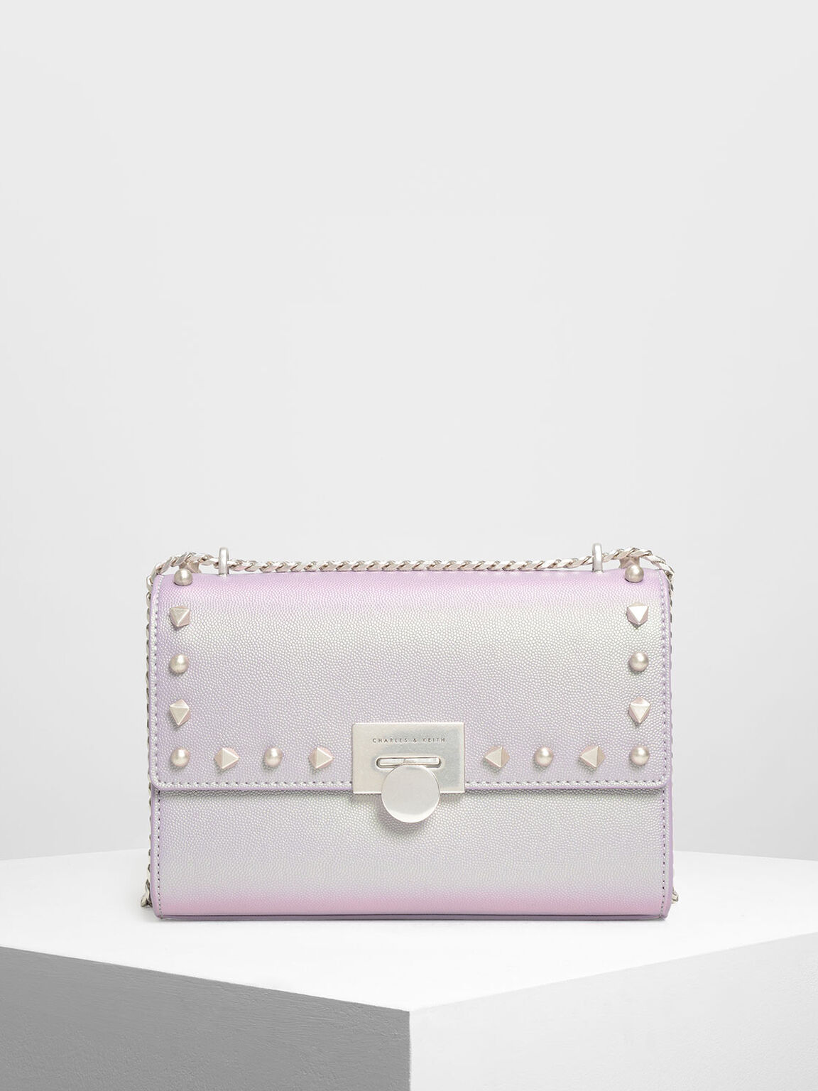 Stud Detail Push Lock Bag, Peacock, hi-res