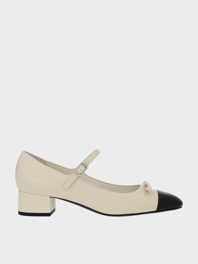 Chalk Bow CapToe Mary Jane Pumps CHARLES & KEITH QA