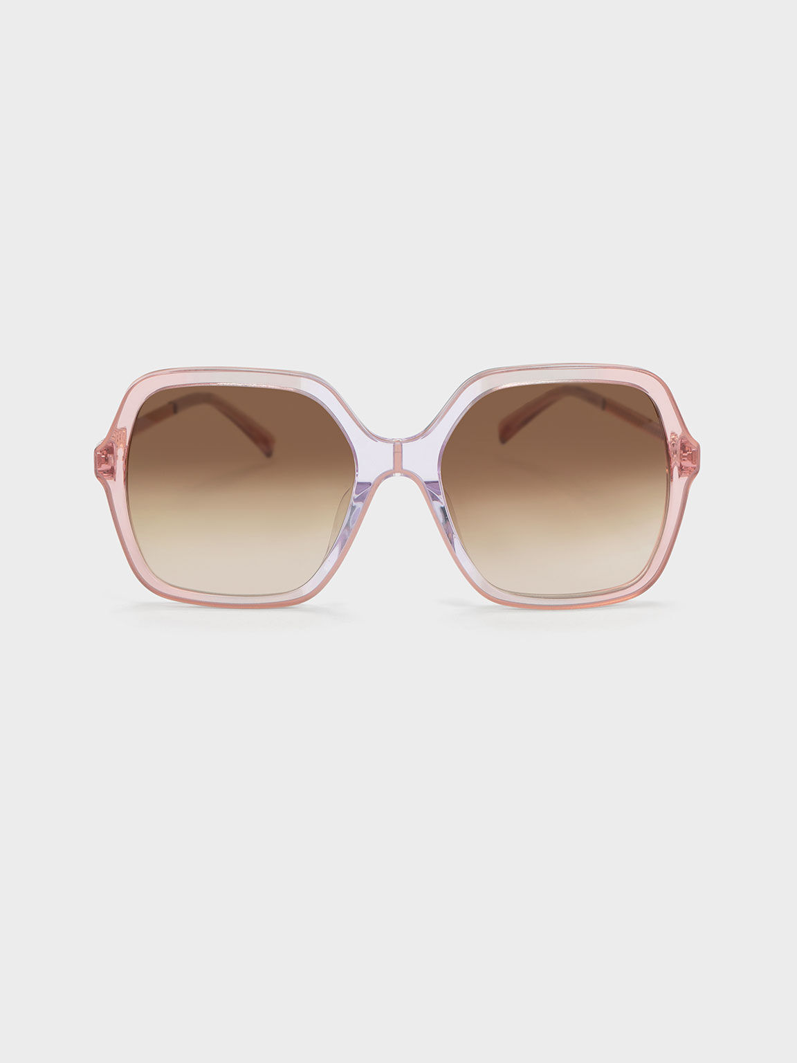 Acetate Braided Temple Butterfly Sunglasses, Pink, hi-res