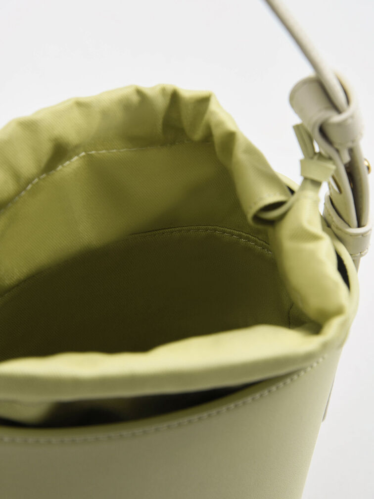 Alden Chain-Link Drawstring Bucket Bag, Lime, hi-res