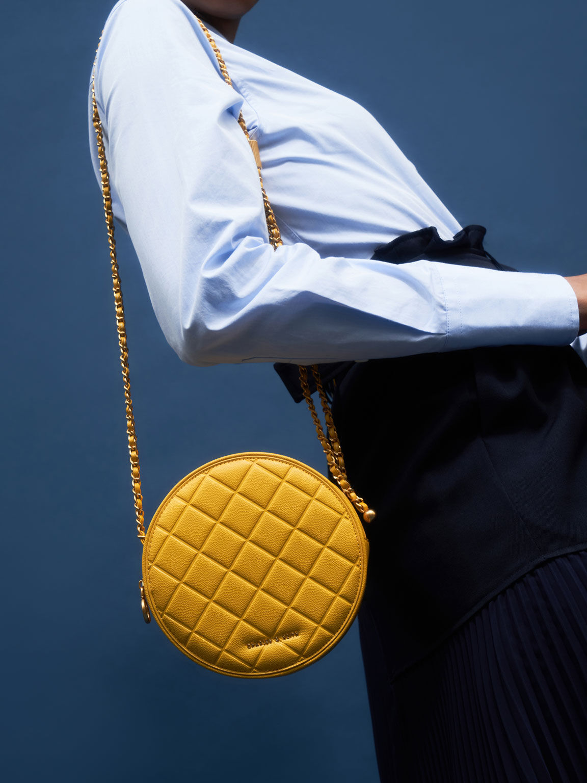 Quilted Circle Bag, Yellow, hi-res