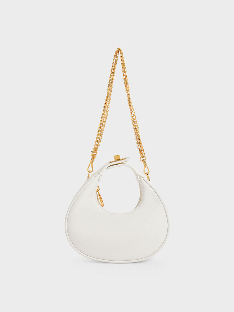 Mini Crescent Hobo Bag - White