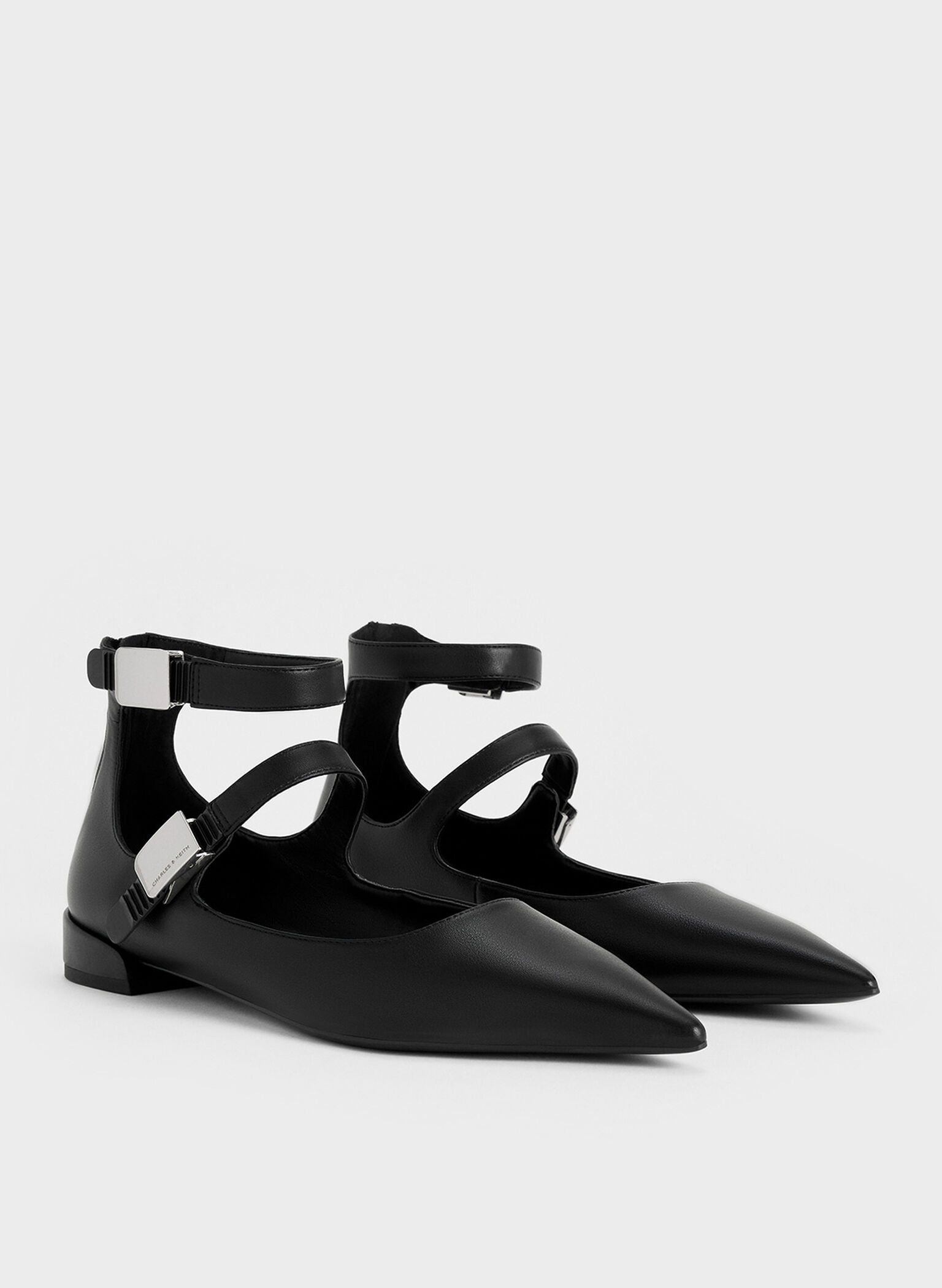 Mary Janes planos Robbie de punta afilada, Negro, hi-res