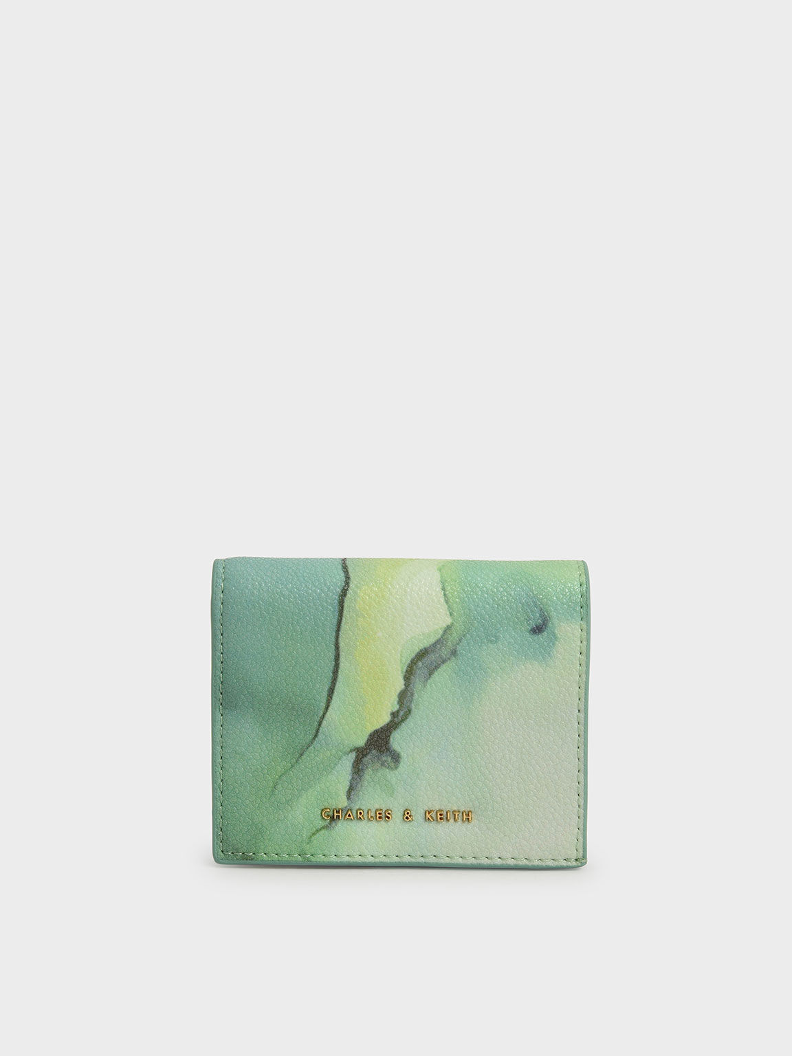 Front Flap Watercolour-Print Small Wallet, Avocado, hi-res