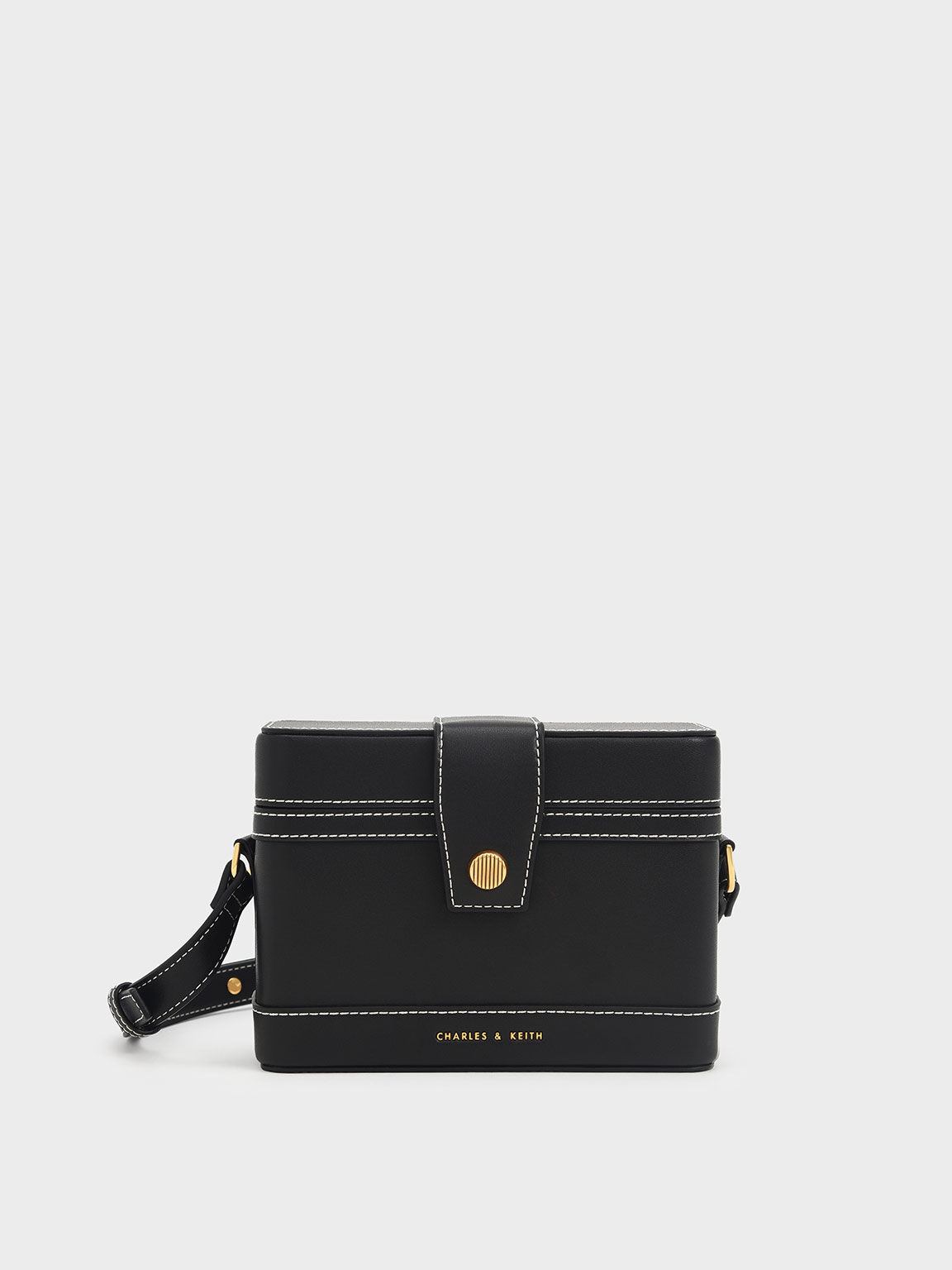 Bronte Contrast-Trim Boxy Crossbody Bag, Black, hi-res