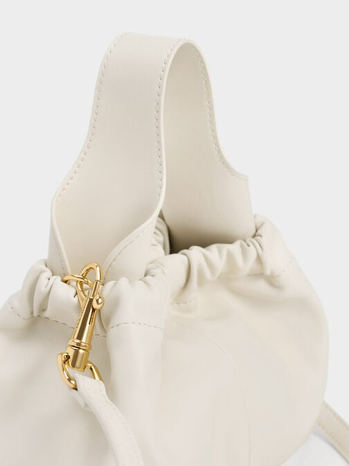 Ally Ruched Slouchy Chain-Handle Bag, Cream, hi-res