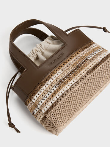 Girls' Ida Multi-Stripe Knitted Mini Bag, Multi Brown, hi-res