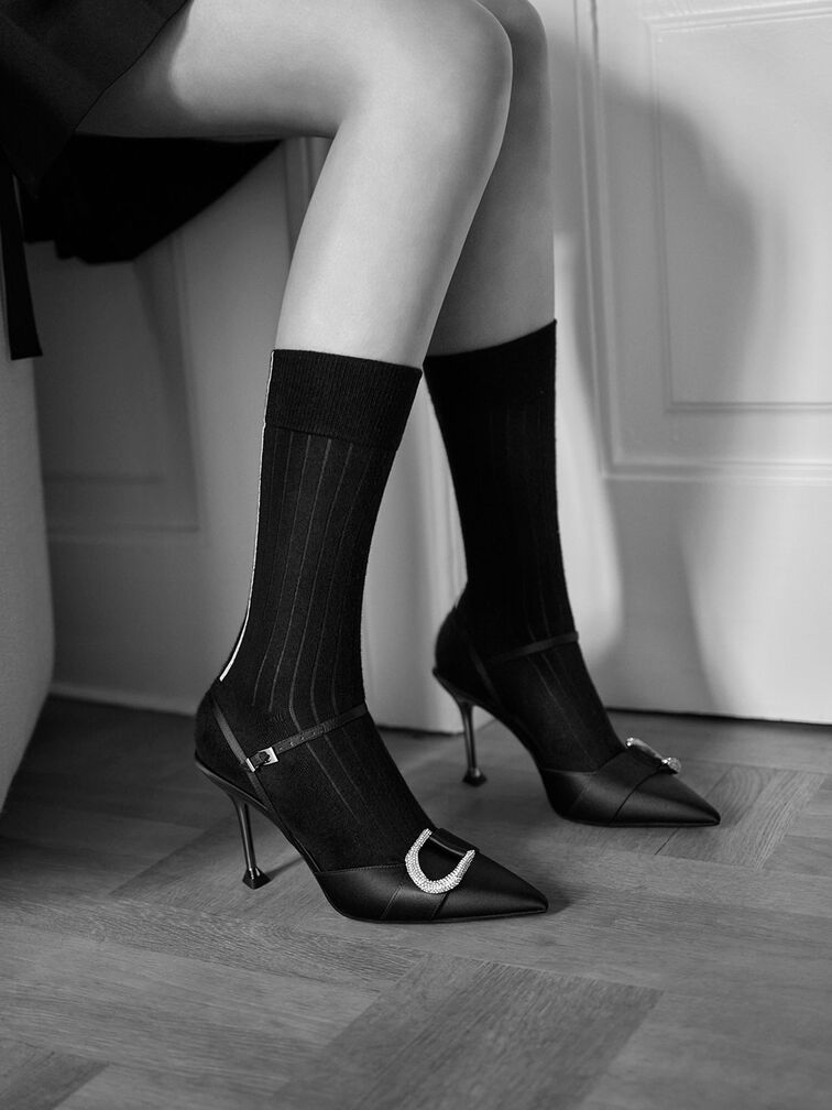 Gabine Gem-Embellished Back Strap Pumps, Black, hi-res