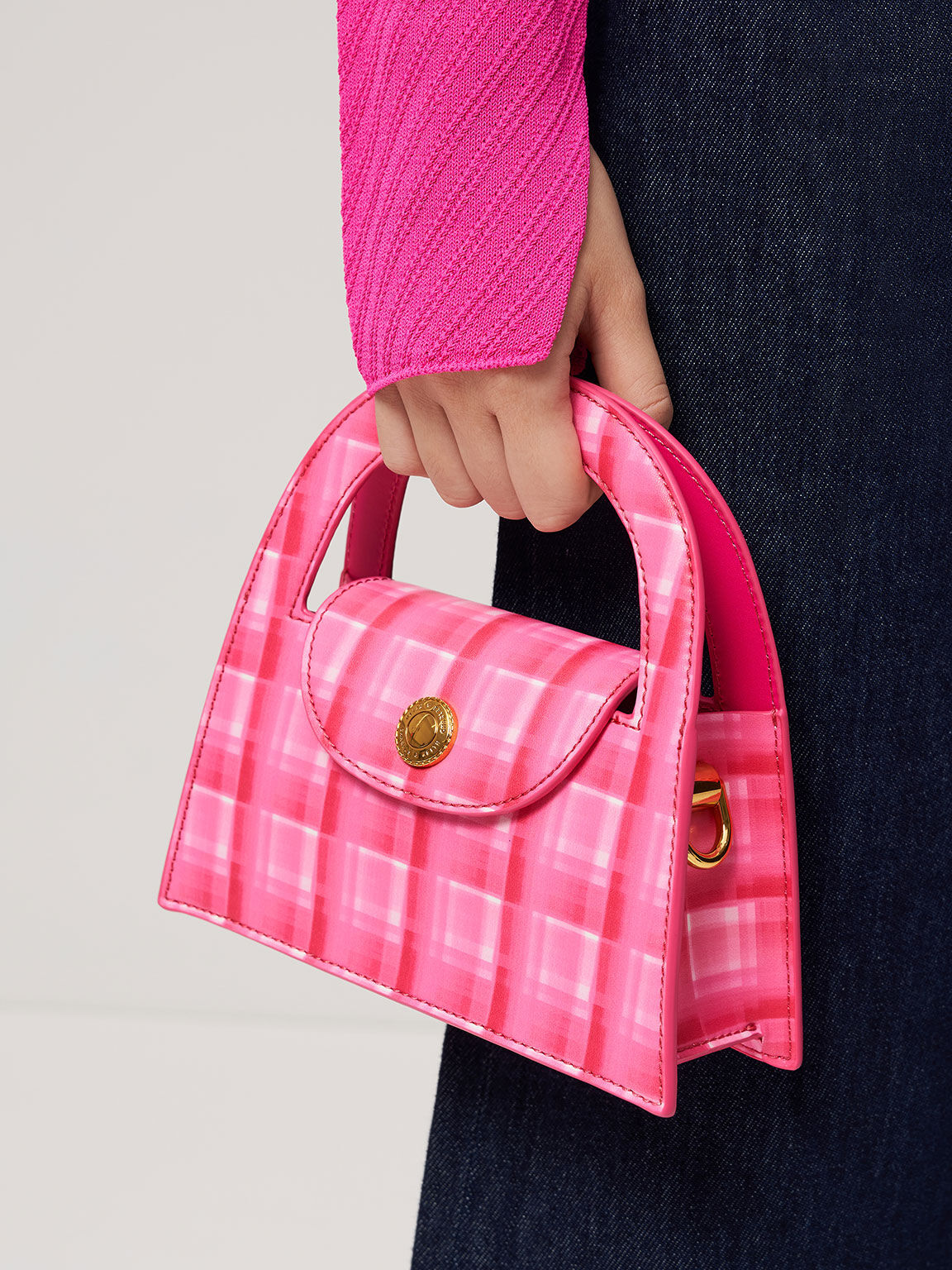 Este Printed Trapeze Bag, Fuchsia, hi-res