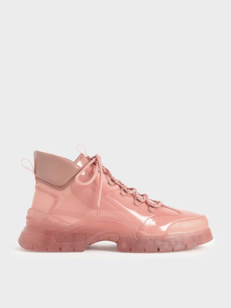 Chunky High Top Trainers, Blush, hi-res
