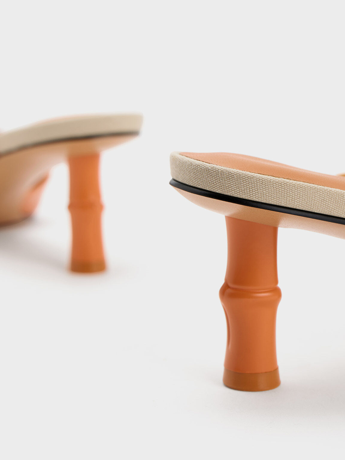 Bamboo Heel Tie-Around Pumps, Orange, hi-res