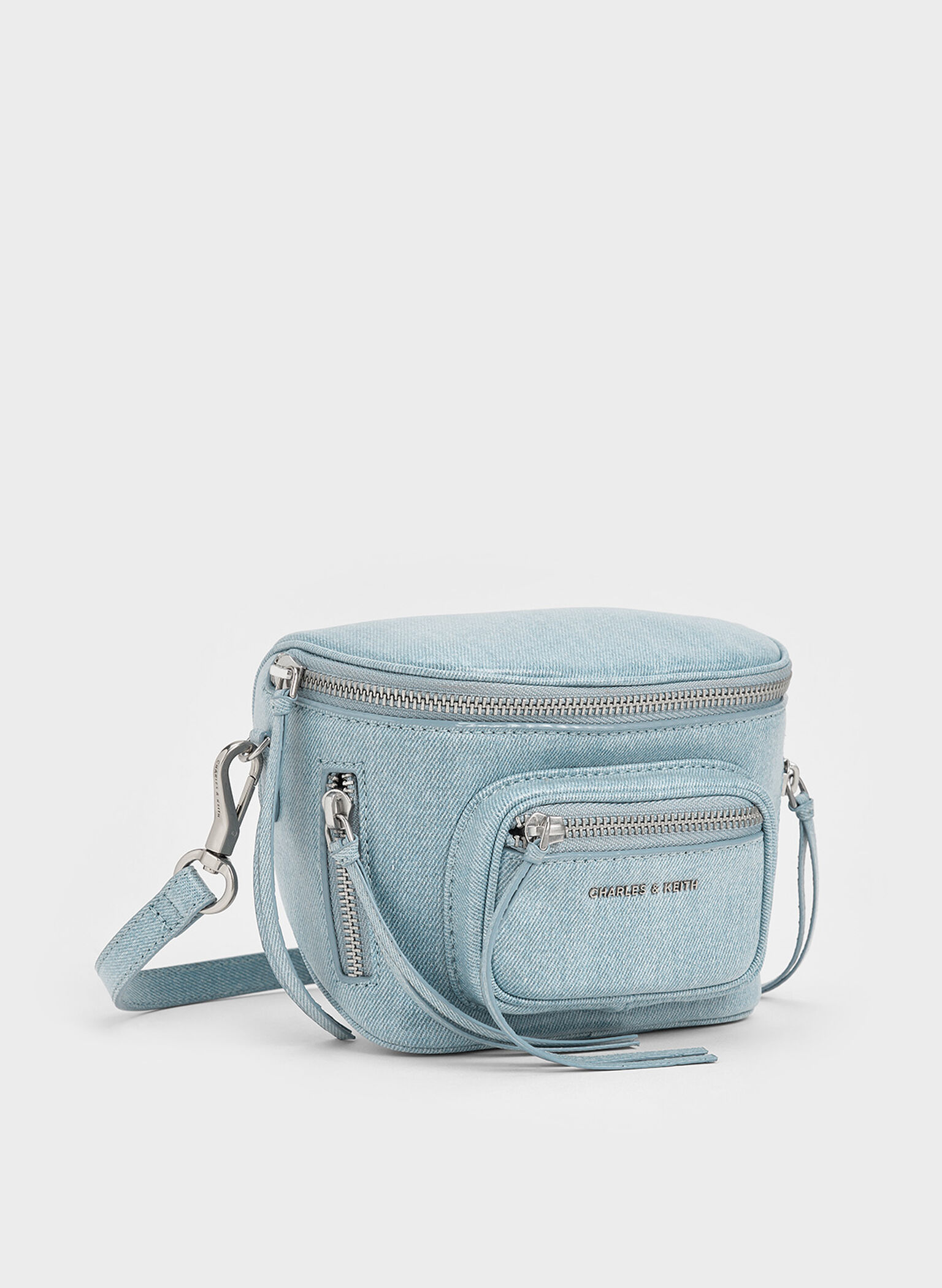 Xylia Denim Multi-Zip Crossbody Bag, Denim Blue, hi-res