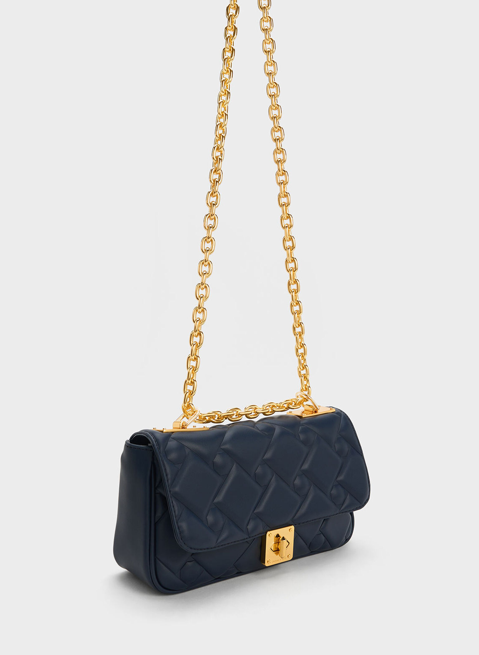 Navy Tillie Quilted Chain Bag - CHARLES & KEITH US