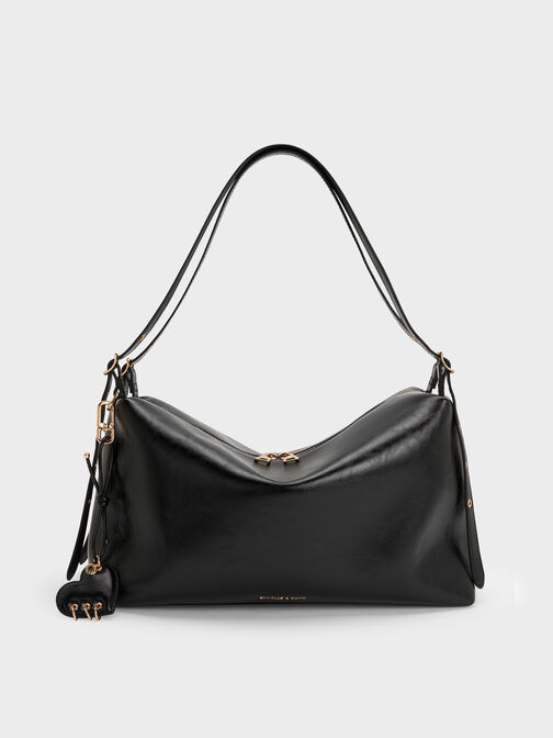Rey Slouchy Shoulder Bag, Black, hi-res