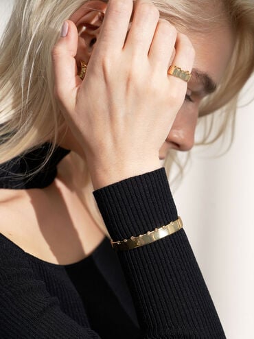 Swarovski® Crystal Studded Bracelet, Gold, hi-res
