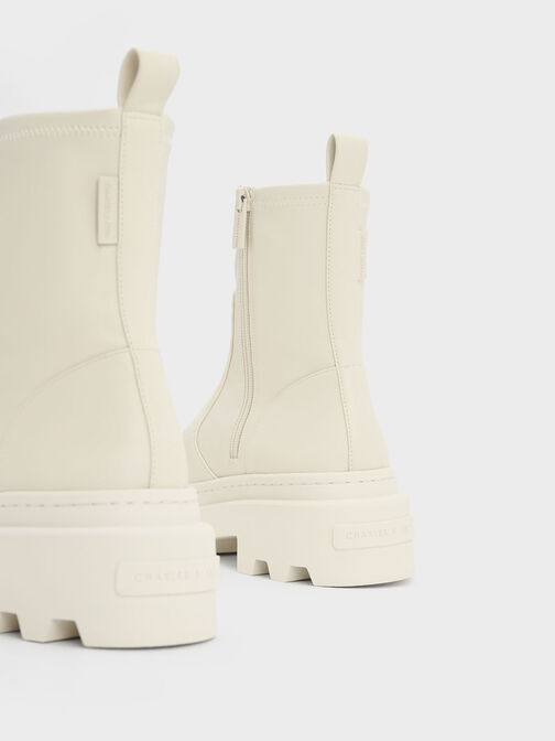Indra Chunky Ridged-Sole Ankle Boots, Chalk, hi-res