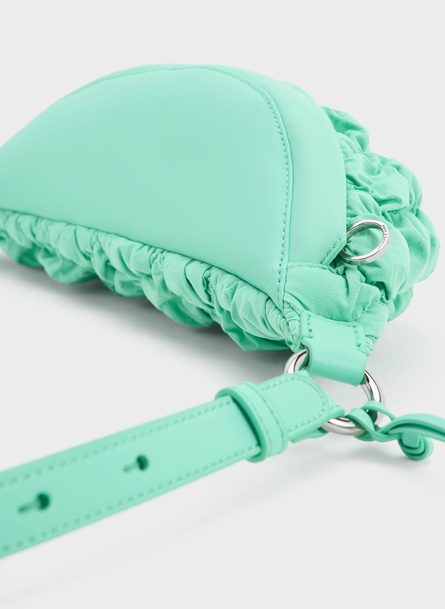 Mint Green Ruched Nylon Bum Bag CHARLES & KEITH LK
