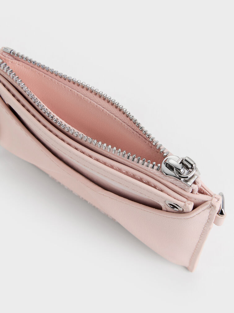 Hazel Bow Panelled Card Holder, Soft Pink, hi-res