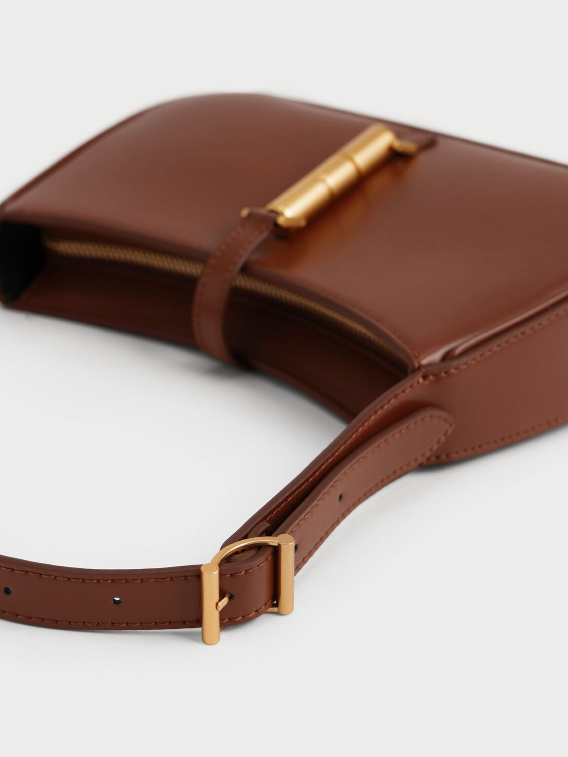 Cesia Metallic Accent Shoulder Bag, Brown, hi-res