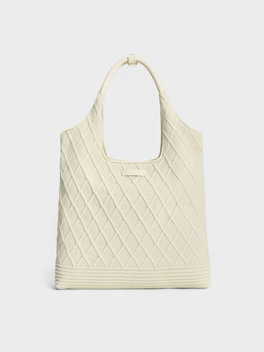 Willa Knitted Tote Bag, Cream, hi-res