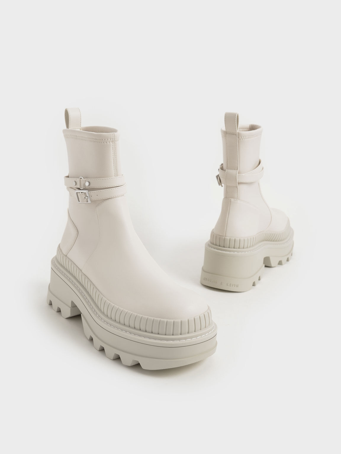 Slip-On Platform Ankle Boots, Chalk, hi-res