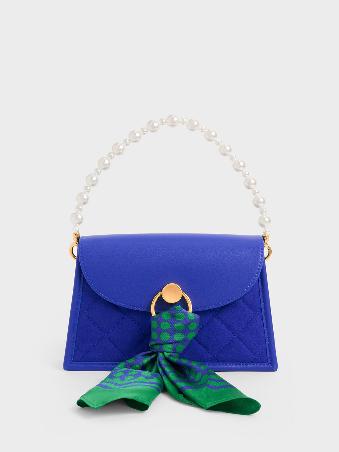 Roza Beaded Handle Scarf Bag, Cobalt, hi-res