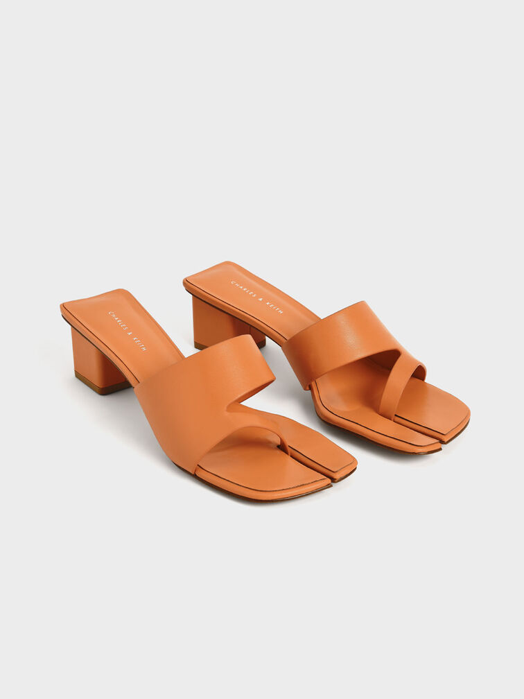 Cut-Out Thong Sandals, Orange, hi-res