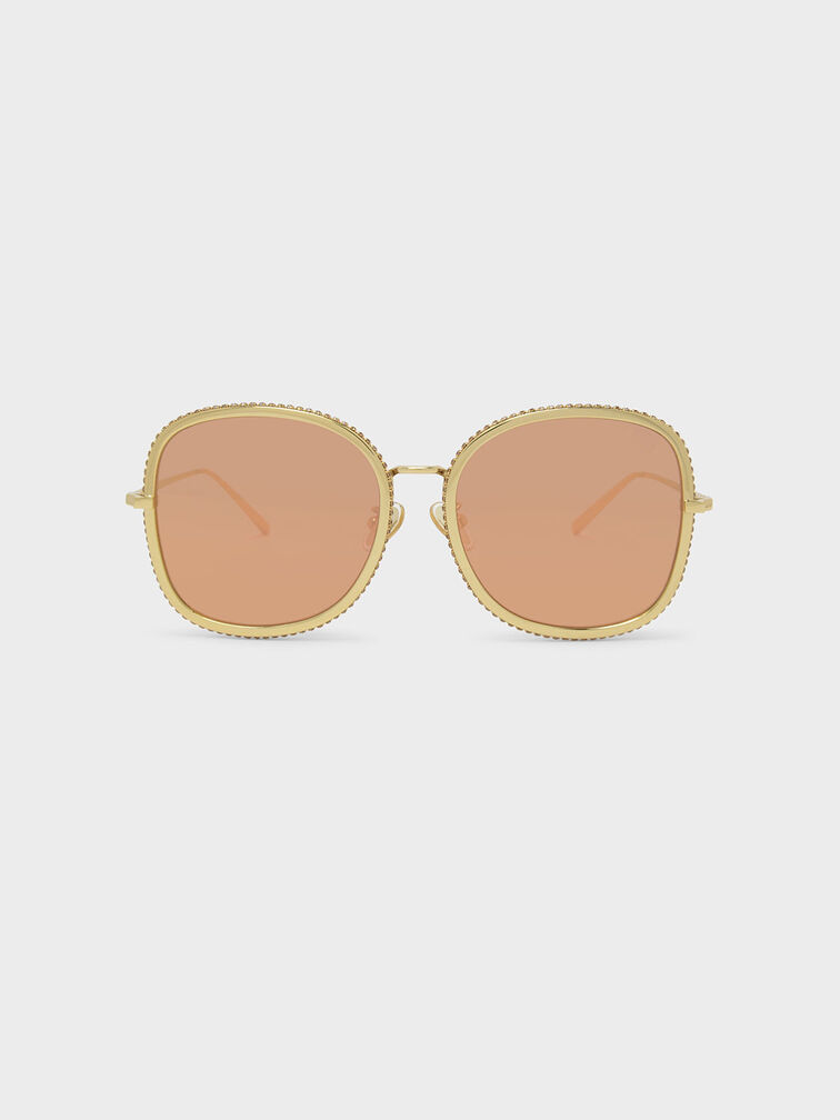 Embellished Sunglasses, Gold, hi-res