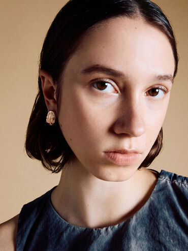 Pendientes esculturales Ottilie, Oro rosa, hi-res