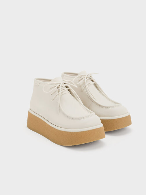 Molly Flatform Ankle Boots, Cream, hi-res
