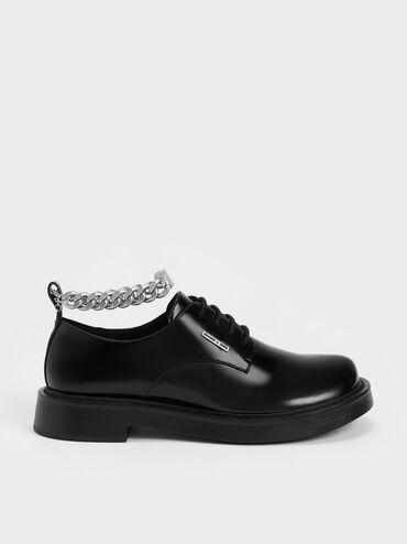 Chunky Chain Derby Shoes, Black, hi-res