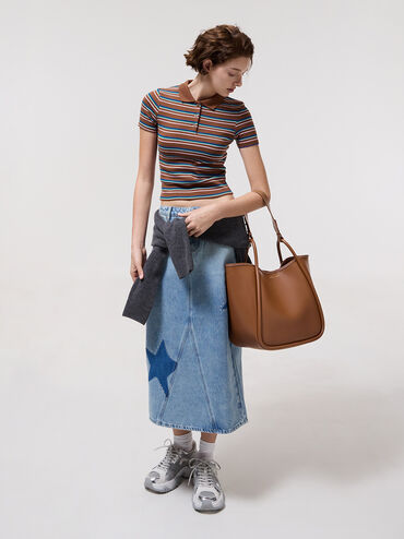 Bolso tote holgado tubular Lyla, Marrón chocolate, hi-res