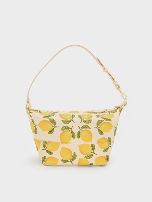 Amity Canvas Lemon-Print Hobo Bag, Butter Yellow, hi-res