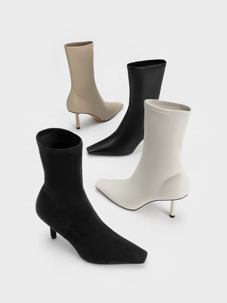 Cylindrical Heel Calf Boots, Black, hi-res