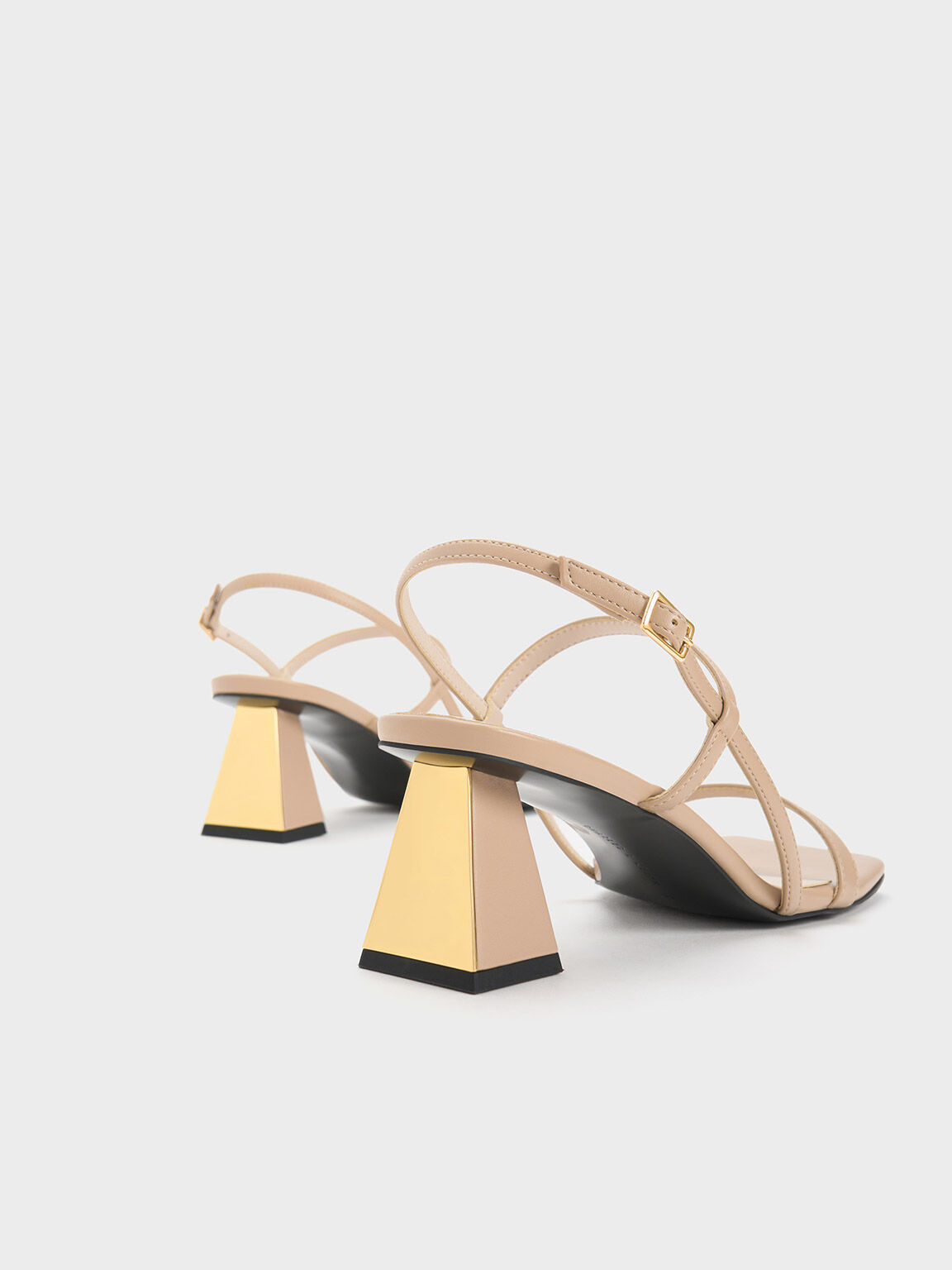 Square-Toe Strappy Sandals, Beige, hi-res