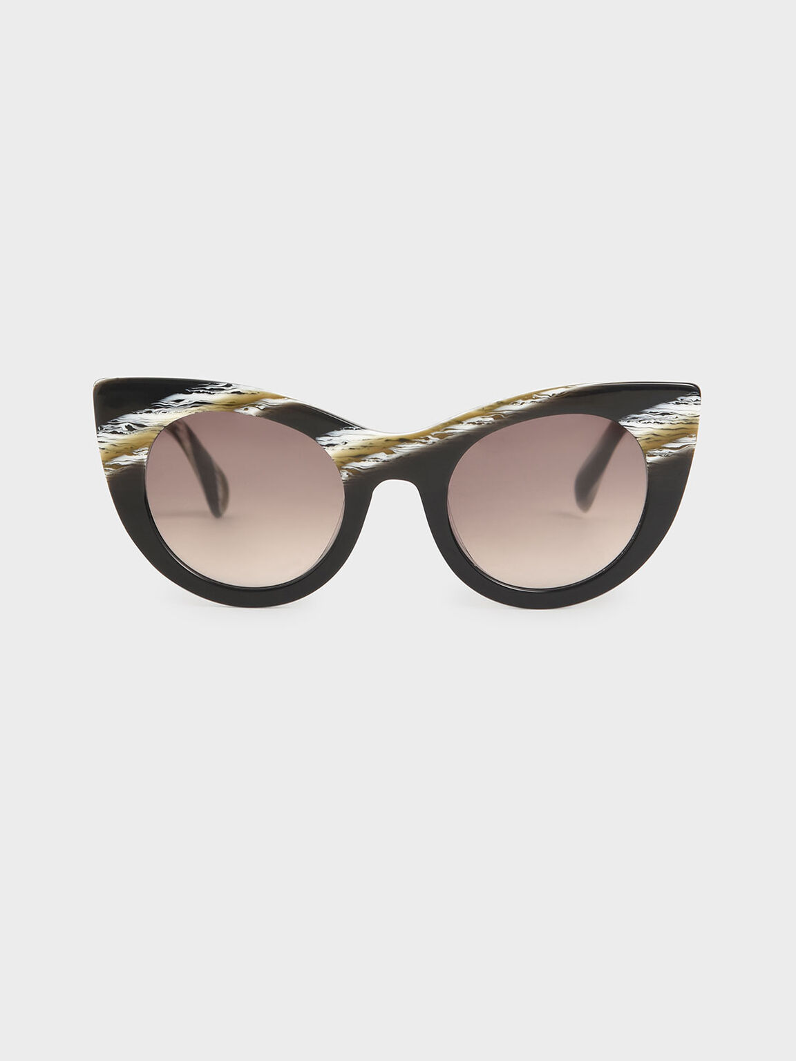 Striped Thick Frame Cat-Eye Sunglasses, Multi, hi-res