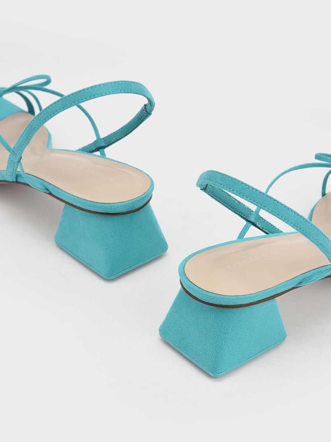Strappy Bow Textured Slingback Sandals, Turquoise, hi-res