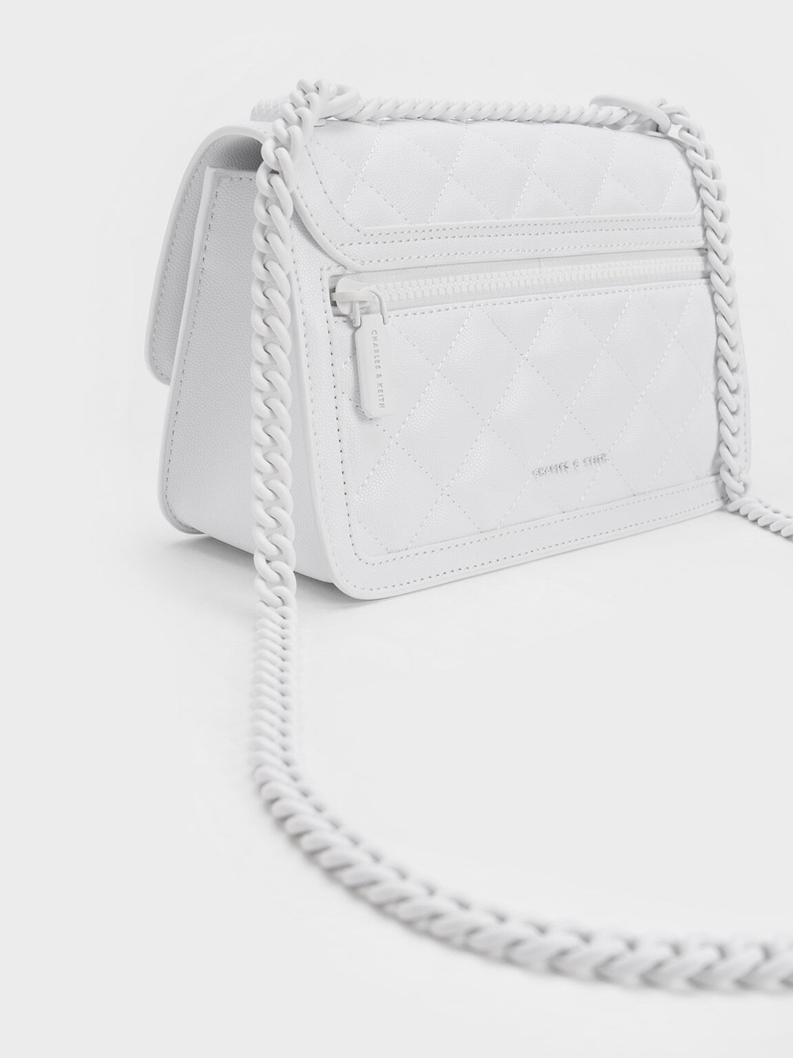 Micaela Quilted Chain Bag White