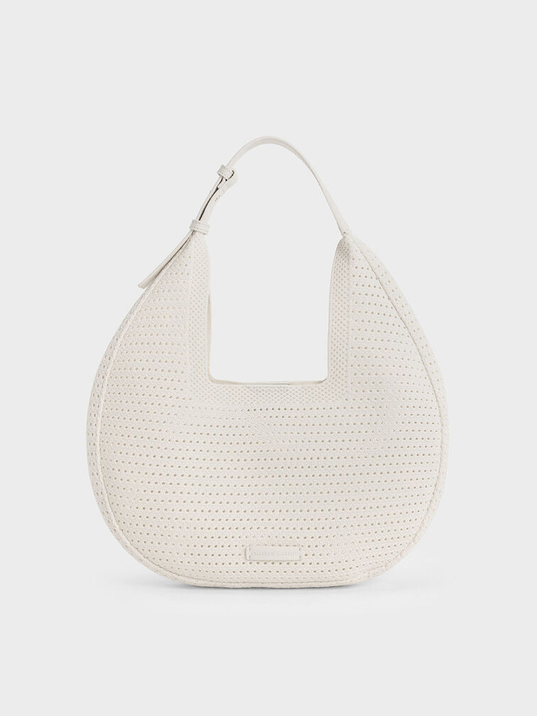 Bolso hobo Ida de punto, Crema, hi-res