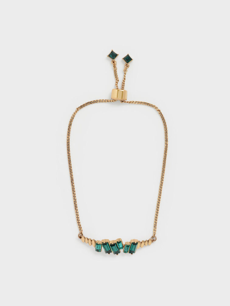 Swarovski® Crystal Embellished Chain Bracelet, Green, hi-res