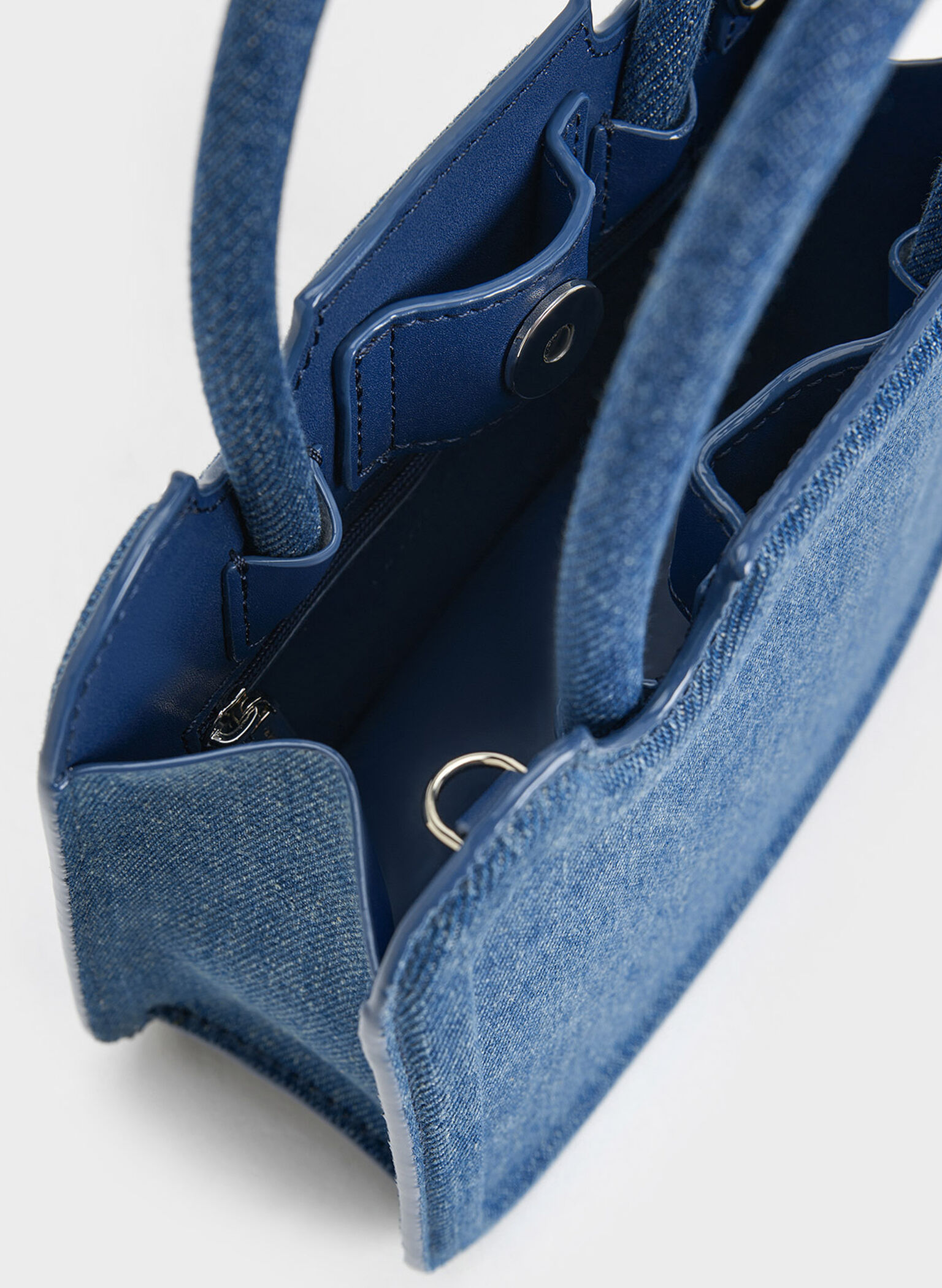 Perline Denim Sculptural Top Handle Bag, Denim Blue, hi-res