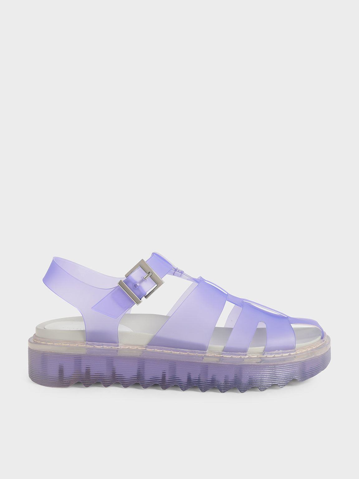 Purple Translucent Caged Sandals - CHARLES & KEITH International