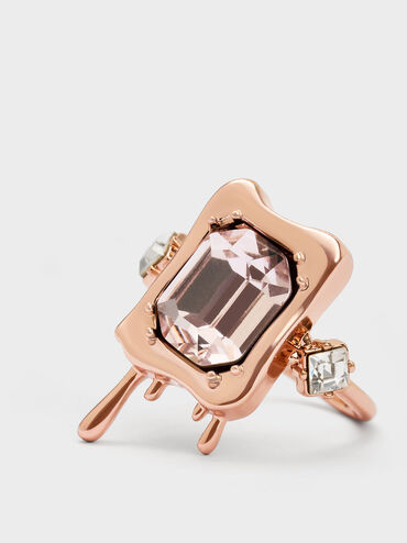 Zira Crystal Sculptural Ring, Rose Gold, hi-res